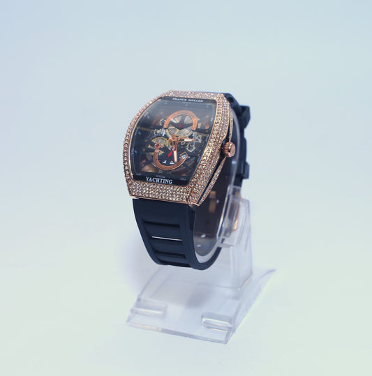 Black Rose Gold Iced Watch